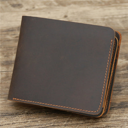 Retro Leather Tri-Fold Wallet - First Layer Cowhide